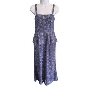 Xscape Purple Sequined Lace Peplum Gown Floor Length Size 6